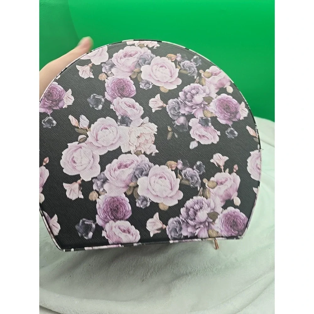 Ellen Tracy Floral Print Logo‎ Cosmetics Makeup Travel Bag Zip